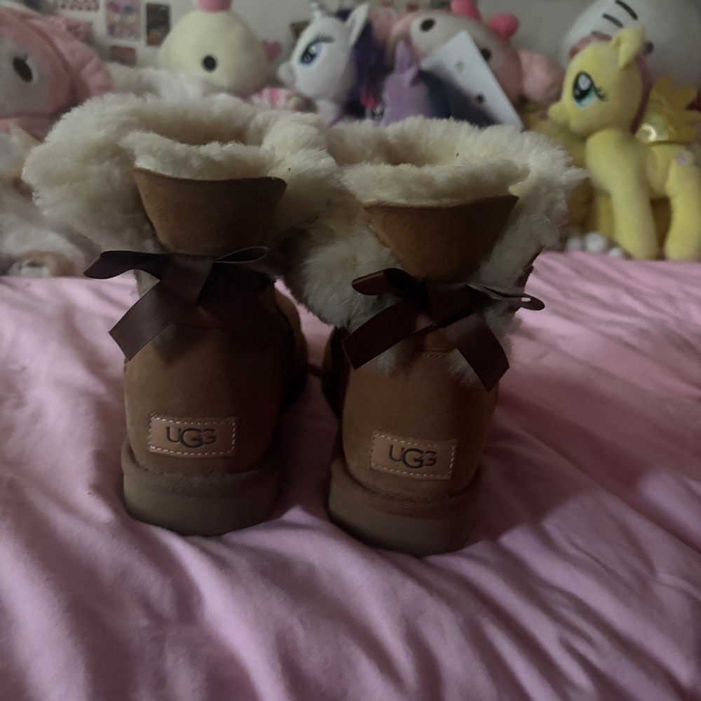 UGG Tan Shearling Boots with Bows